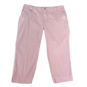 Ralph Lauren LRL Active Striped Capri Straight Leg Pants Mid Rise 6 Pink White